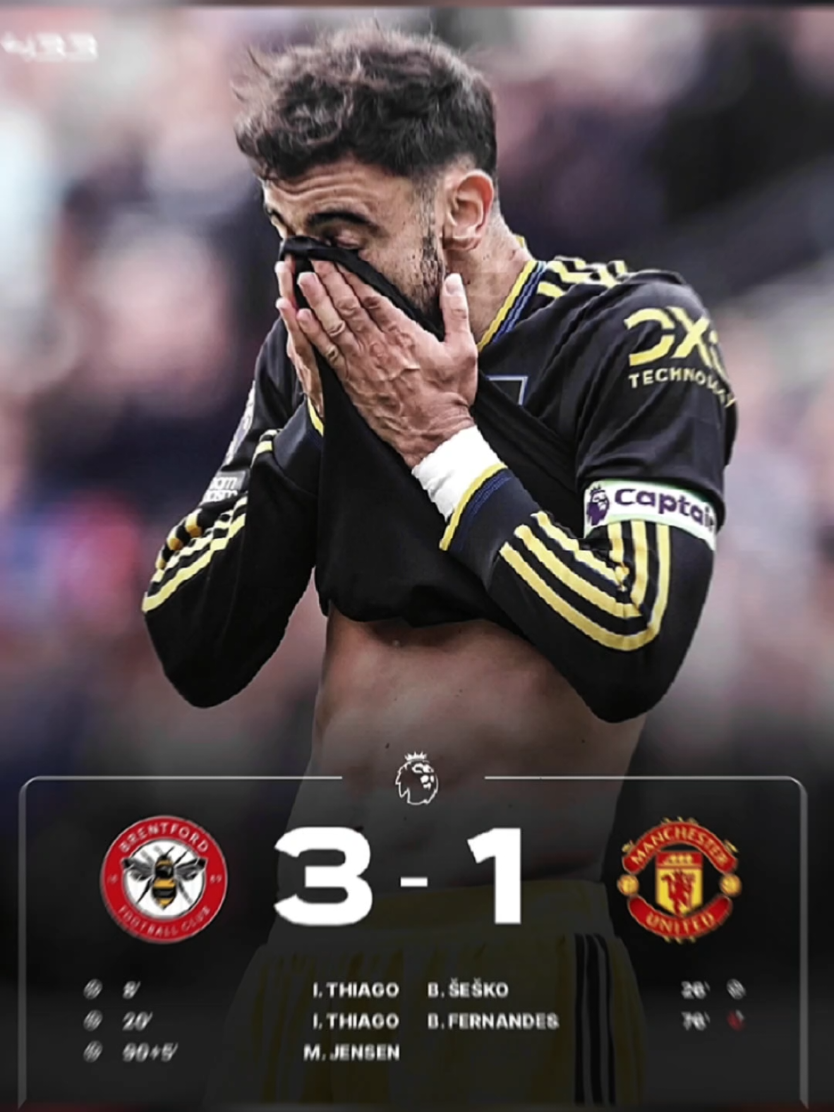 FULL-TIME : BRENTFORD 3-1 MAN UNITED, “Tenang, aku cuma kasih mereka kesempatan bahagia sebentar.” 🤭#manutd #brentford #ligainggris #kalahterus 