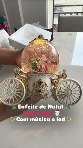 Enfeite de Natal com Led e neve - Carruagem Com Musica:  ✨Linda Decoração Natalina✨ ##decoracao##natal##papainoel##natalina 