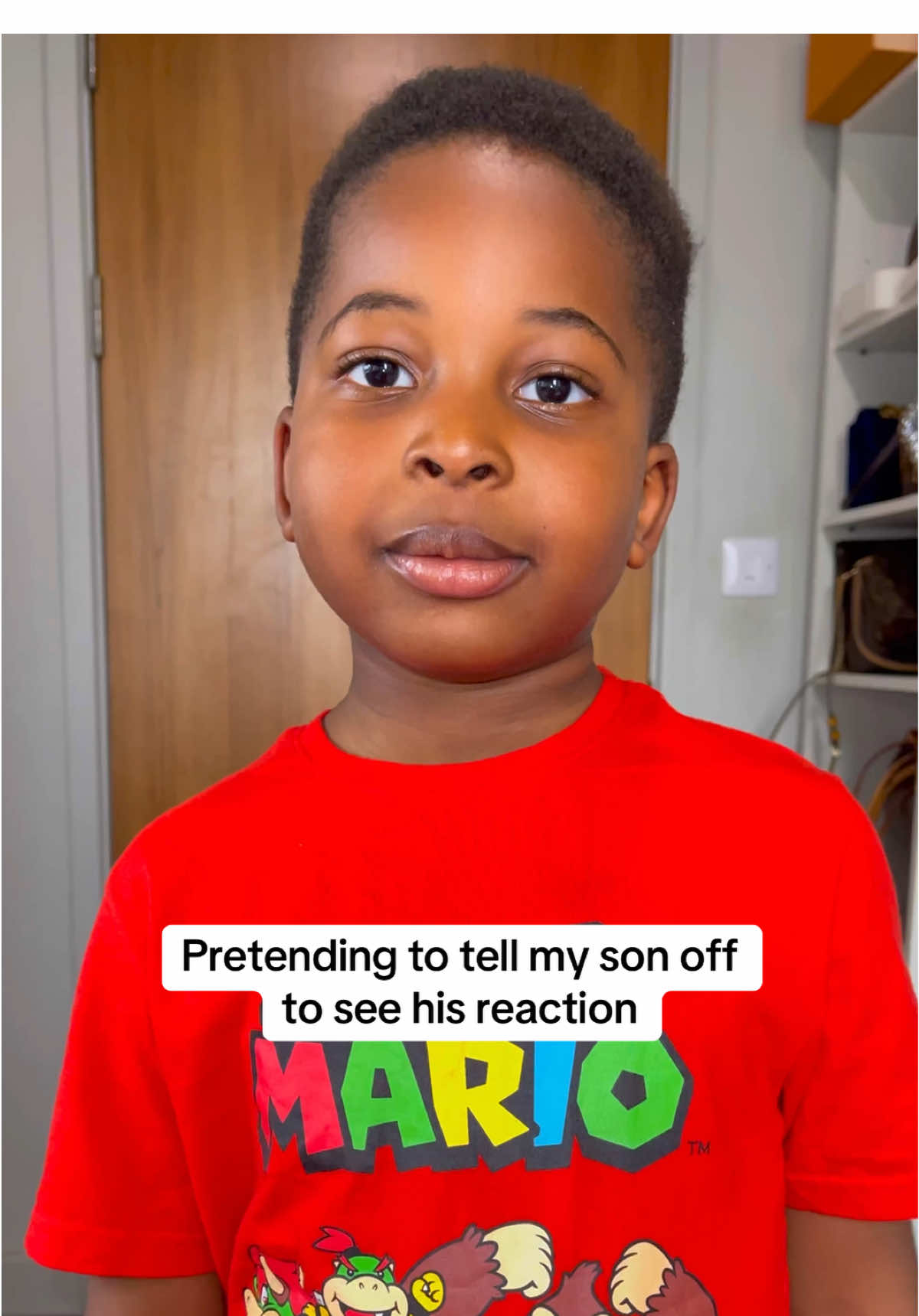 Pretending to tell LeLe off to see his reaction. #Love #reaction #toddler #cute #fyp 
