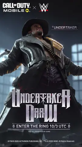 The Deadman rises in CODM ⚰️ Unlock @The Undertaker and his Legendary Kilo 141 - Skull Screamer in the Undertaker Draw on October 2nd at 5 PM PT! @WWE