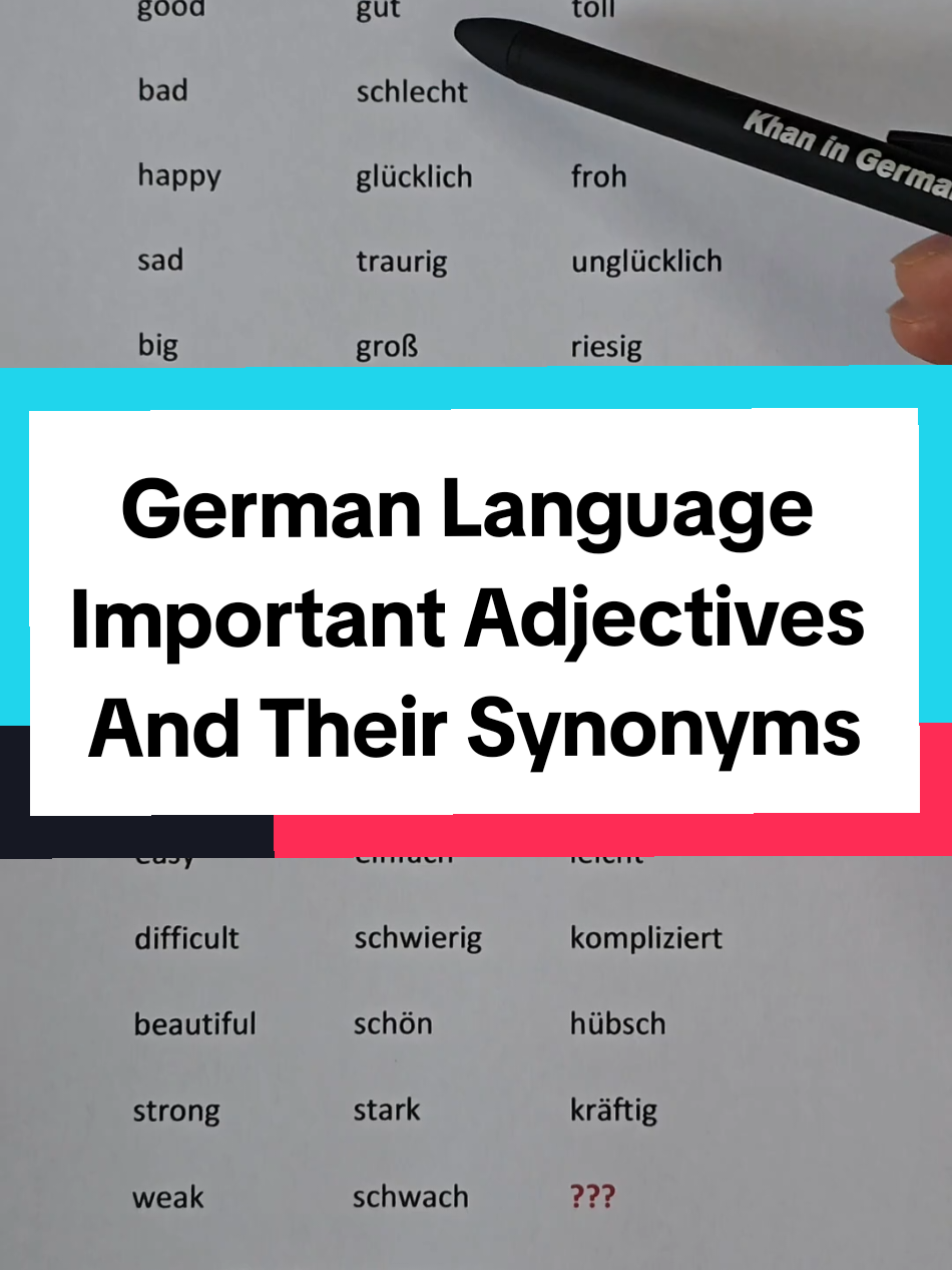 German Adjectives And Their Synonyms  #deutsch #deutschonline #germanlanguage #germanteacher #deutschkurs 