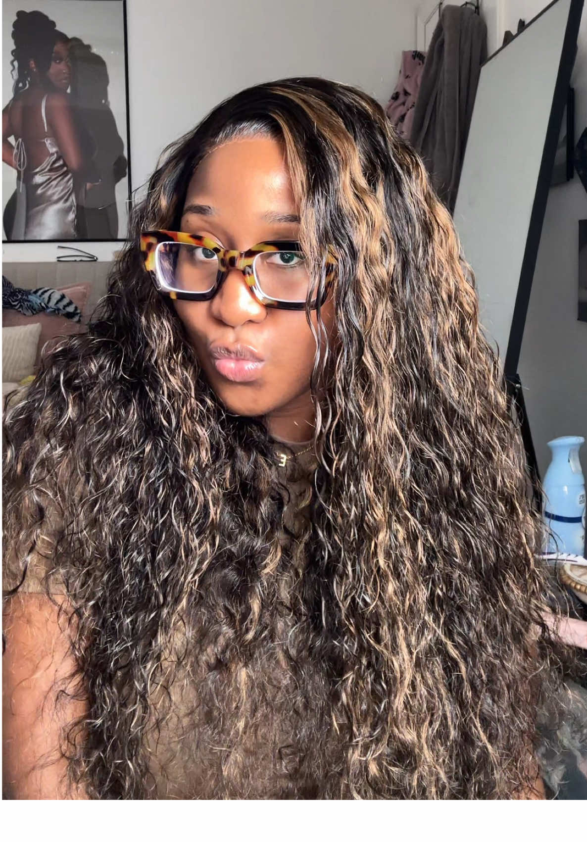 UNICE Brown Highlight Water Wave 7x5 Bye Bye Knots 😍😍 @UNice Hair  #wigreview #laceclosurewig #amazonwig #gluelesswig #waterwavewig 