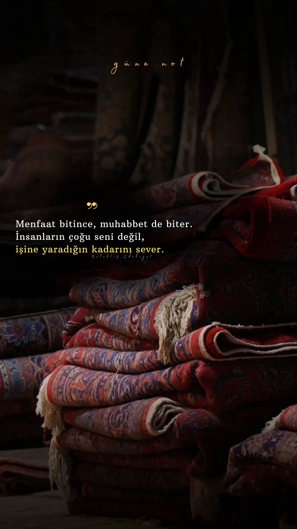 Menfaat bitince, muhabbet de biter. Insanların çoğu seni değil, işine yaradığın kadarını sever.