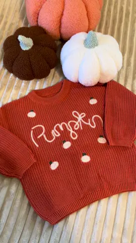 The sweetest little fall sweater! Perfect for those fall family photos! #fallphotoshoot #falloutfits #falloutfitinspo #pumpkinsweater #toddlersweater