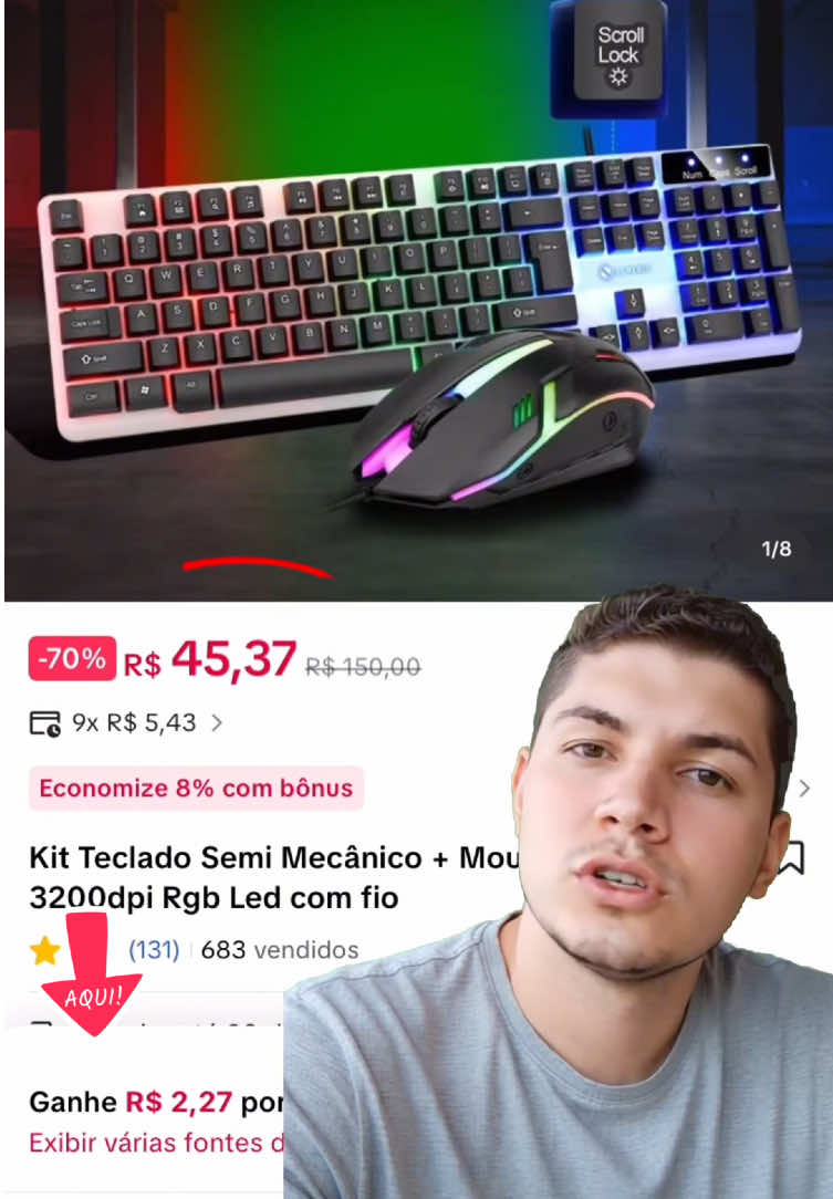 Kit Teclado e Mouse Gamer