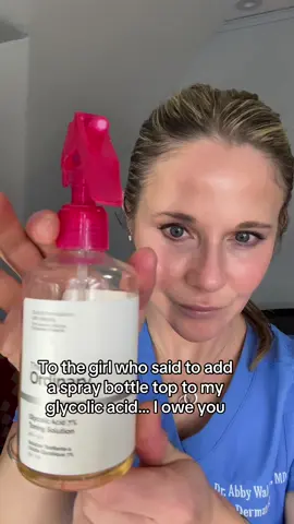 Adding a cheap pharmacy spray bottle cap directly to my glycolic acid is the best hack I ever learned from Tik Tok. Makes it super easy to apply to scalp for oily, scaly scalp, the body for exfoliating bumpy dry skin, or the underarms for discoloration and odor. I got this spray too from the travel/mini size area of CVS. #glycolicacid #beautyhack #skincare #dermatologist  