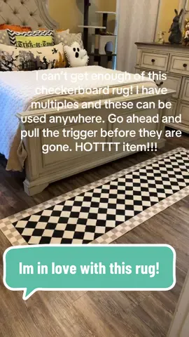 This checkerboard rug makes all my happy buds pop out. Yes mam, I have multiples and I am not mad at that 🖤#checkerboardpattern #rugsoftiktok 