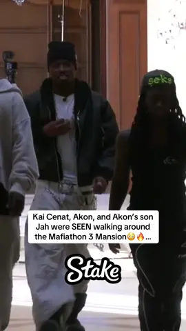 Kai Cenat, Akon, and Akon’s son Jah were SEEN walking around the Mafiathon 3 Mansion😳🔥… #kaicenat #akon #mafiathon3 