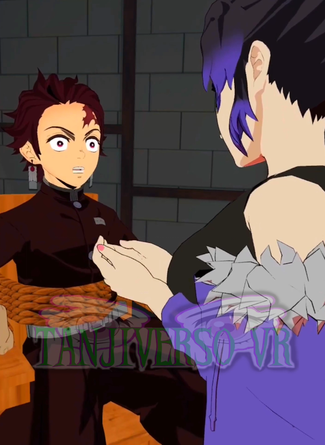 shinovu tiene a tanjiro atado en el sótano 🤣🤣 #tanjiro #shinobu #castilloinfinito #parodia #kimetsunoyaiba 