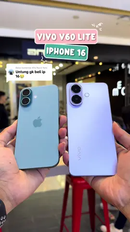 Membalas @Afni Nurul Aeni Seperti biasa kita coba ritual bandingi dengan vivo V60 lite vs iphone 16😝😝 #vivov60lite #GayaOnGameOn #vivoWeWOW #v60litestyle @vivo Campus Indonesia 