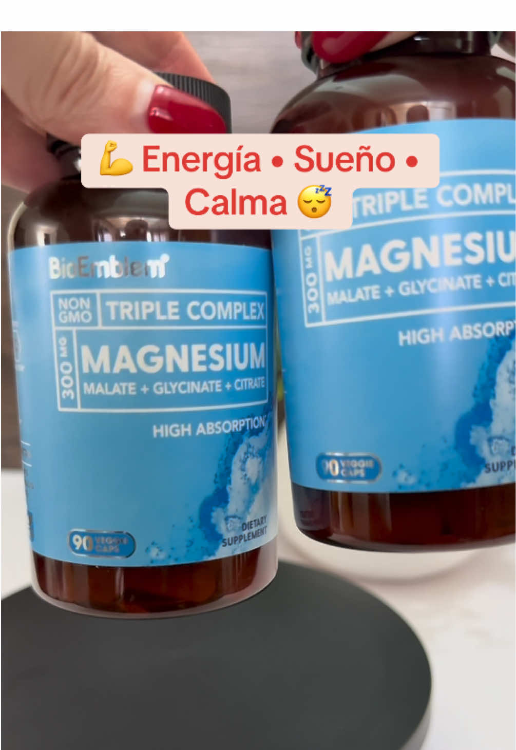 BioEmblem Triple Magnesium Complex combina tres formas de magnesio de alta absorción (malato, glicinato y citrato) en cápsulas vegetales fáciles de tomar. #magnesium #magnesio #bettersleep #descanso #tiktokshopcreatorpicks 