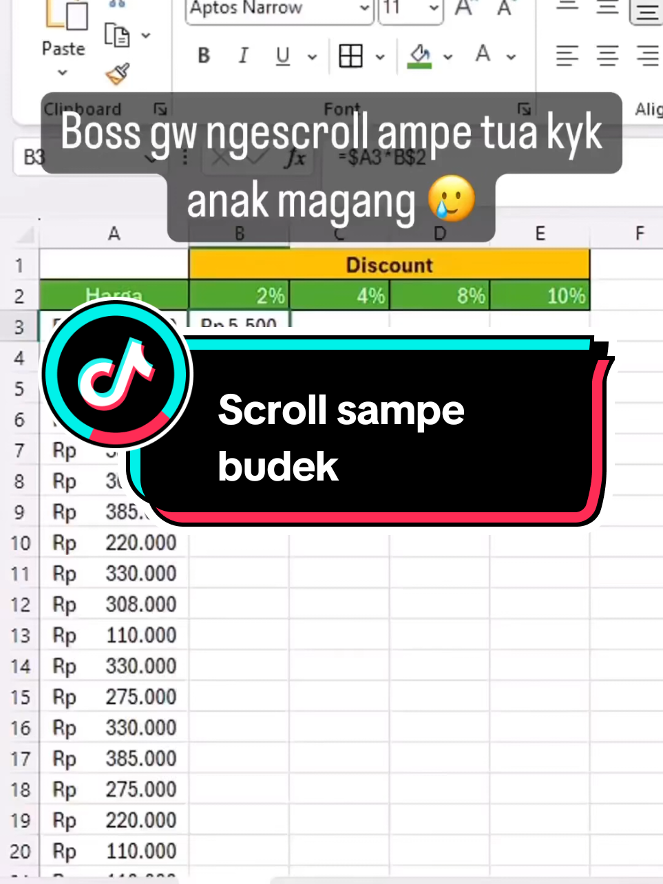 Excel : ada yang gampang ngapain pake cara susah #loker 