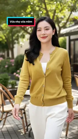 Áo len nữ cổ tròn dài tay cao cấp #hoale4mua #aonu #aolennu #aocadigan #cadigan 