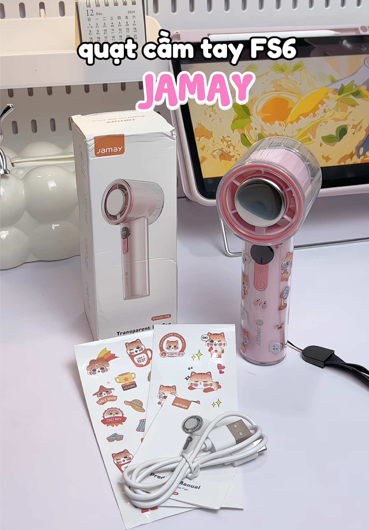 JAMAY FS6 Quạt làm mát cầm tay có sò lạnh 🥶 199 tốc độ gió 💨 #quatcamtay #quatcamtaymini #quatcamtaysolanh #jamay #viral 