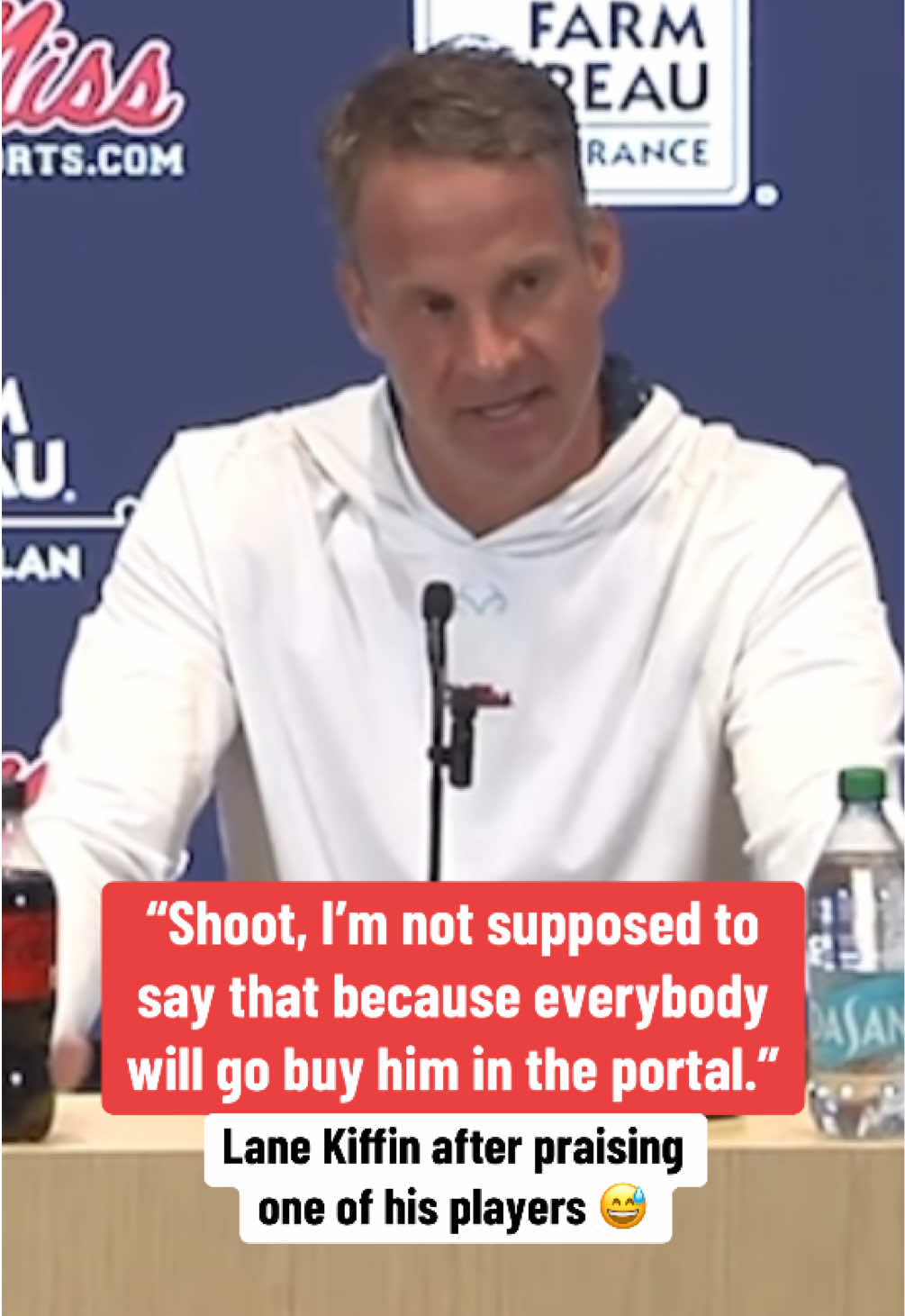 Lane Kiffin had jokes after giving WR Winston Watkins some praise postgame 😭 (via @Ole Miss Football) #CollegeFootball #cfb #football #olemiss