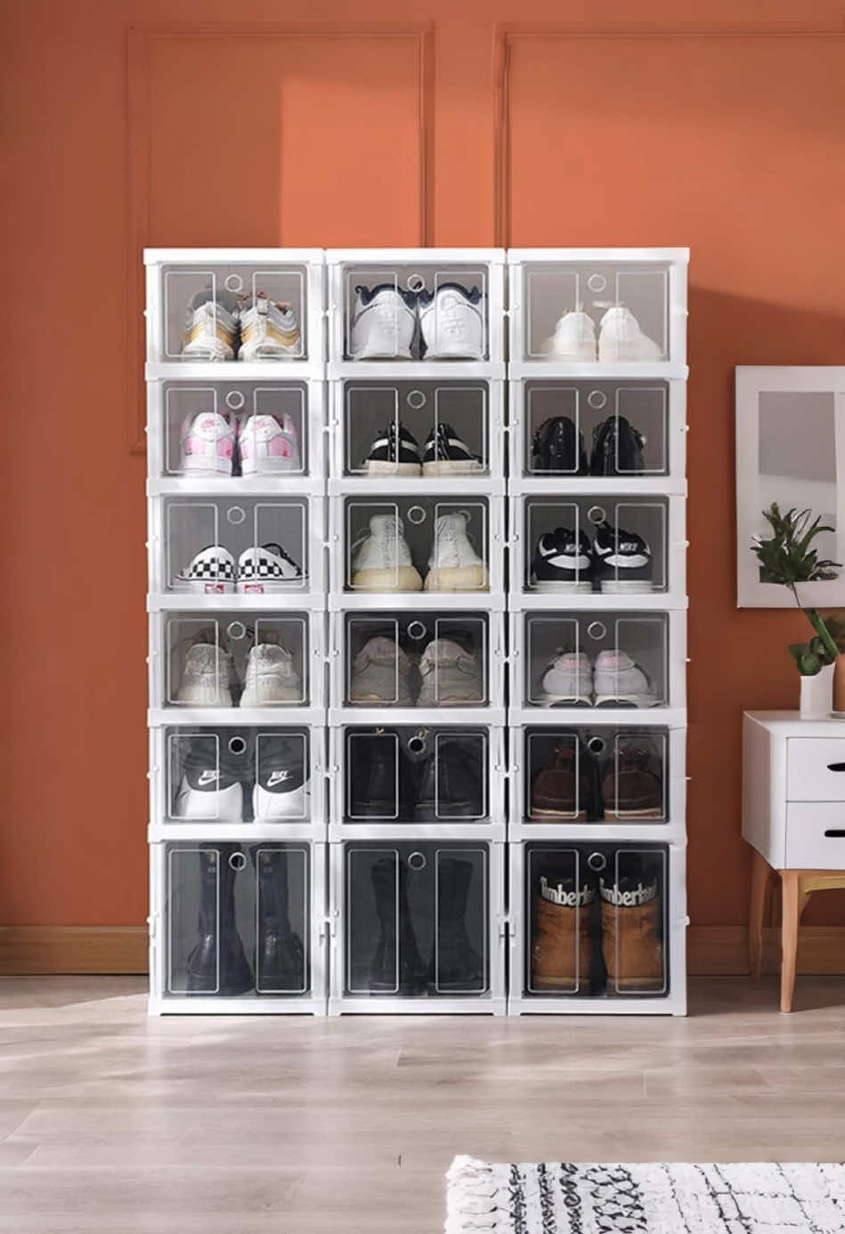 Caja de zapatos plegable, no requiere instalación, fácil de almacenar, ahorra espacio, vale la pena comprarla👞👠 #zapatos#zapatillas#organizador#muebles#casa#hogar#fyppp#trend  