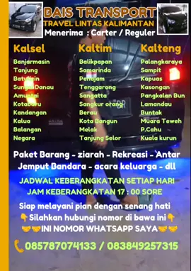 https://wa.me/+6285787074133 BAIS TRANSPORT  TRAVEL LINTAS KALIMANTAN  MELAYANI : CARTER / REGULER  KALSEL KALTIM KALTENG KUBAR KALTARA  KEBERANGKATAN SETIAP HARI