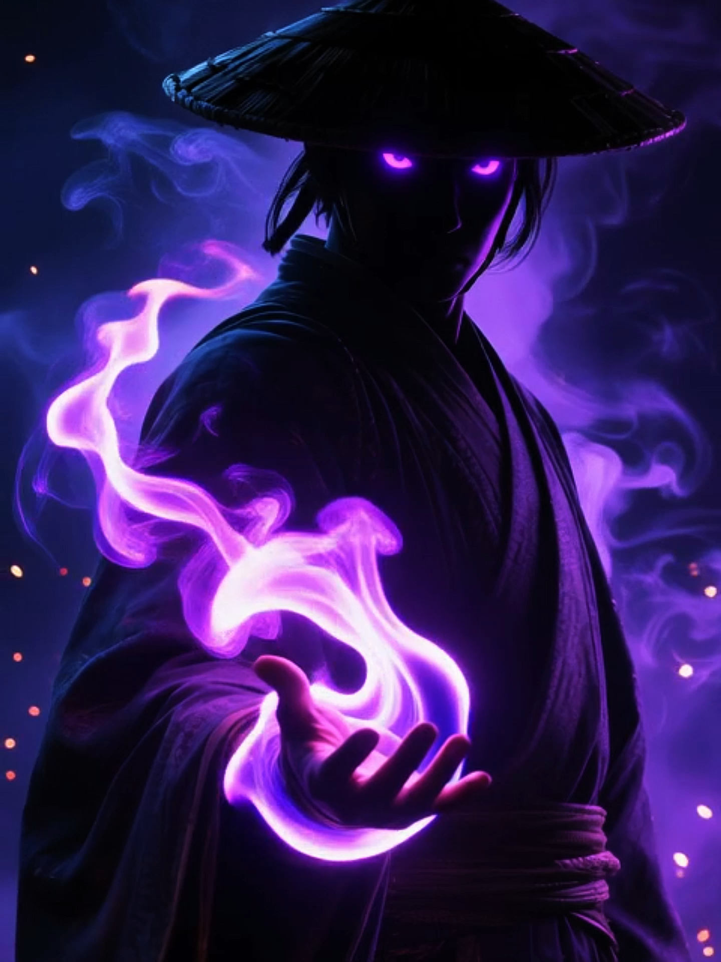 Live Wallpaper | The Arcane Master #darksorcerer #livewallpaper #darkfantasy #purplefire #darksamurai #bossenergy #animevibes #aivideo #wallpapervideo #fyp