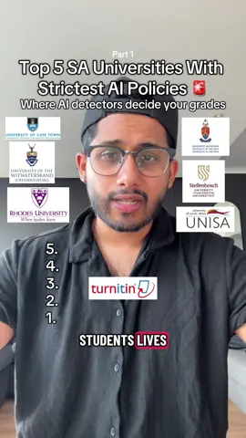 Top 5 strictest AI policies in SA 🚨🤖  Is your uni on the list?  #ai #detectors #universities #southafrica #chatgpt 