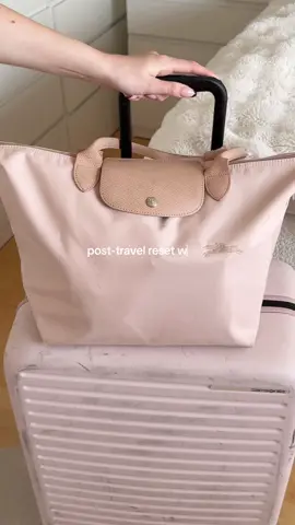 Unpacking while sick is seriously no joke 🫣🫧🤎#fyp #resetroutine #sundayreset #resetwithme #posttravel 