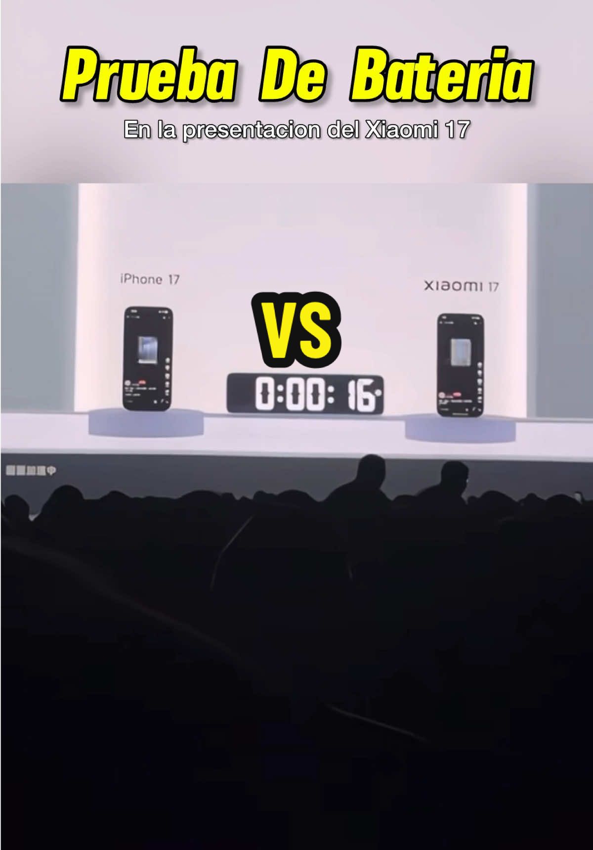 Xiaomi 17 Vs #iPhone 17: Test de batería 🔋 🪫 durante el Keynote de #xiaomi donde se presentó el nuevo #Xiaomi17 Que opinan?  #techtok #android 
