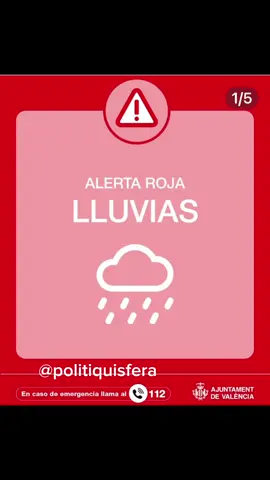🚨COMPARTE! ALERTA ROJA EN VALENCIA LUNES 29 de SEPTIEMBRE. #valencia #danavalencia #lluvia #alertaroja 