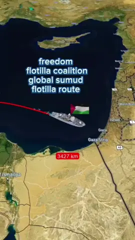 Peta animasi rute armada Global Sumud Flotilla ke Gaza #globalsumudflotilla  #freepalestine🇵🇸❤️ 