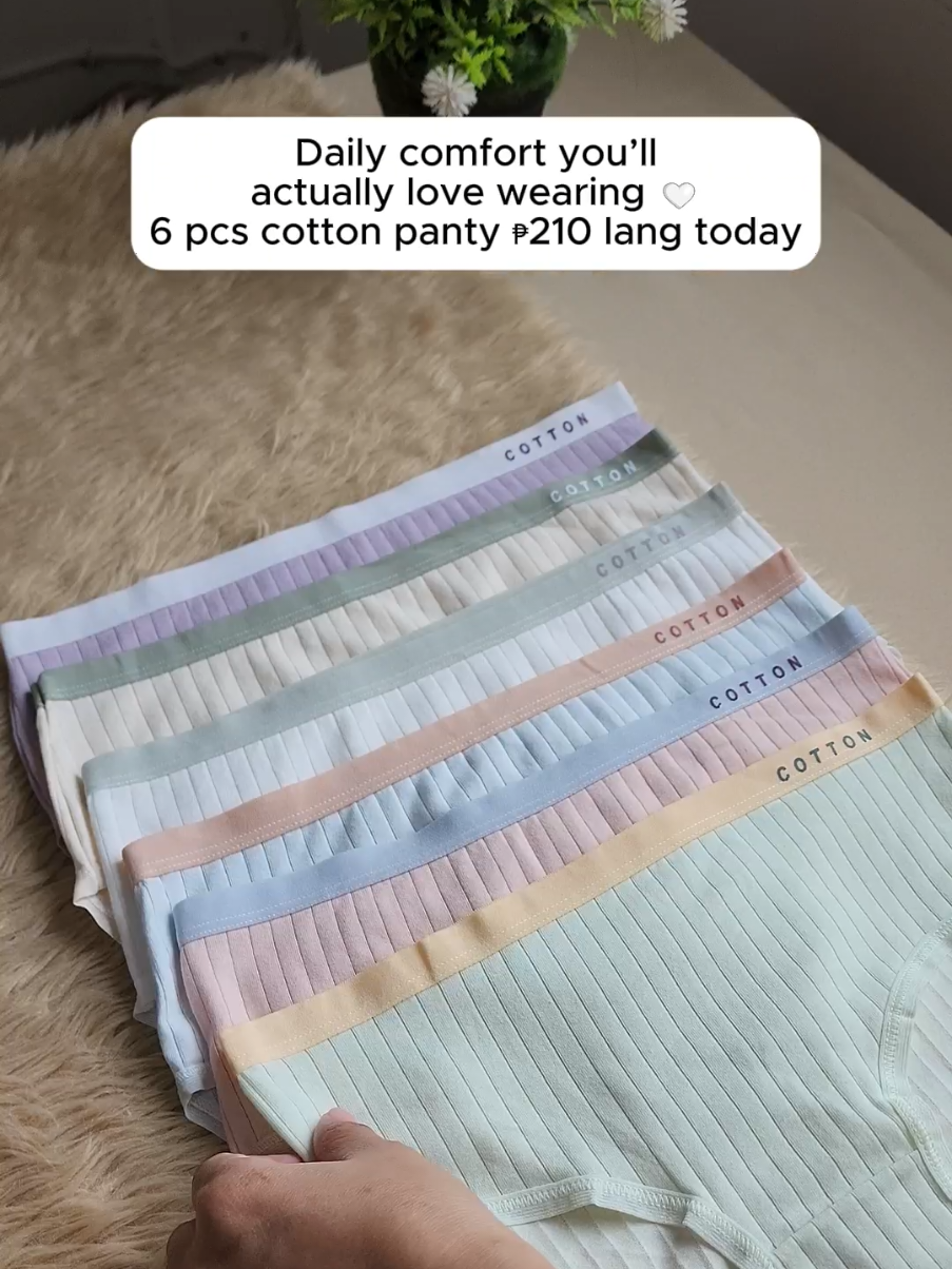A whole week of comfort in one set. 6 pcs cotton panty . (Disclaimer: Prices may change due to the seller or platform promos) #cottonpanty #dailyessentials 