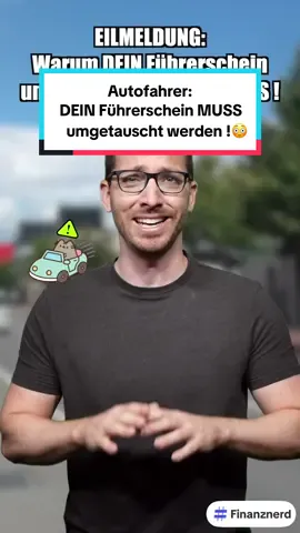 Autofahrer: Dein Führerschein muss umgetauscht werden !😳– und dennoch weiß das kaum jemand, obwohl 28 Millionen Führerscheinbesitzer betroffen sind. Sag mal du hast doch auch einen Führerschein Jaaa, wieso? Dann pass mal auf, denn bis zum 19.01.2026 müssen Millionen Führerscheine neu beantragt und ausgetauscht werden. Oh, erzähl… Also für alle Führerscheine, die zwischen dem 01.01.1999 und 31.12.2001 gilt die Frist bis zum 19.01.2026 Und danach Sind die anderen Führerscheine dran, wie eingeblendet…also bis 19.01.2027 alle Führerscheine die zwischen 2002 und 2004 und in den Jahren dann weiter Mist Aber wichtig: bisherige Führerscheine werden nicht ungültig…doch es drohen Bußgelder, wenn man nicht umtauscht und der Neue ist dann leider auch nur 15 Jahre gültig! Das ist ja mega wichtig zu wissen, das Video teile ich direkt an alle Autofahrer in meinem Umfeld! Unbedingt und folge mir um solche Tipps und Tricks immer früher zu erfahren, denn Achtung…#autofahrer #führerschein #autofahren #autofahrerin #finanznerd 