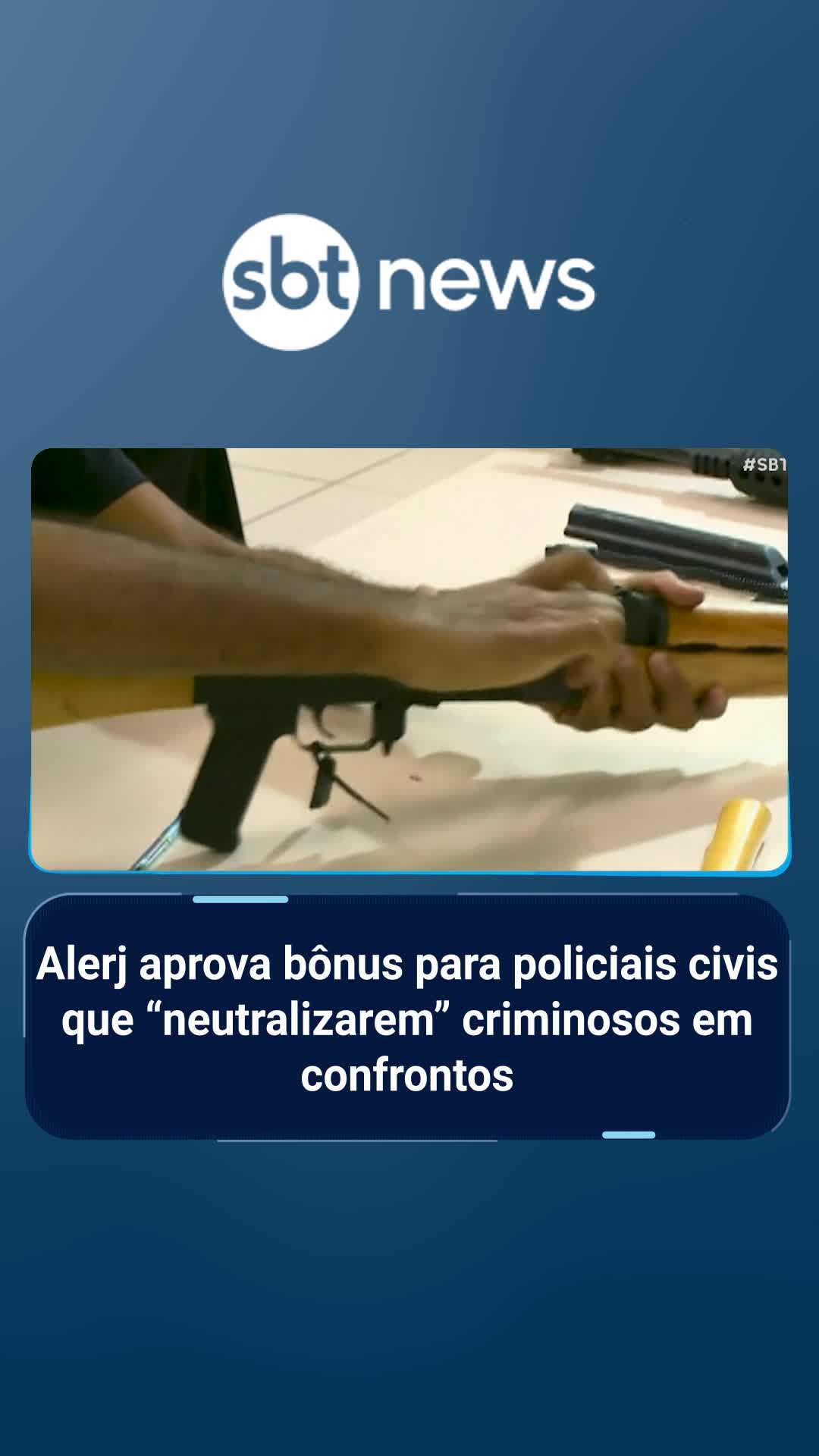 A Assembleia Legislativa do Rio de Janeiro (Alerj) aprovou, nesta terça-feira (23), o projeto que institui gratificações para policiais civis que “neutralizarem” criminosos em confrontos. O adicional, que pode variar de 10% a 150% do salário do agente, foi incluído por meio de emendas ao texto de reestruturação da Polícia Civil e agora segue para sanção e regulamentação pelo governo estadual. #sbtnews #sbtbrasil #alerj #policia #policiais #policiacivil #riodejaneiro #rj #legislação