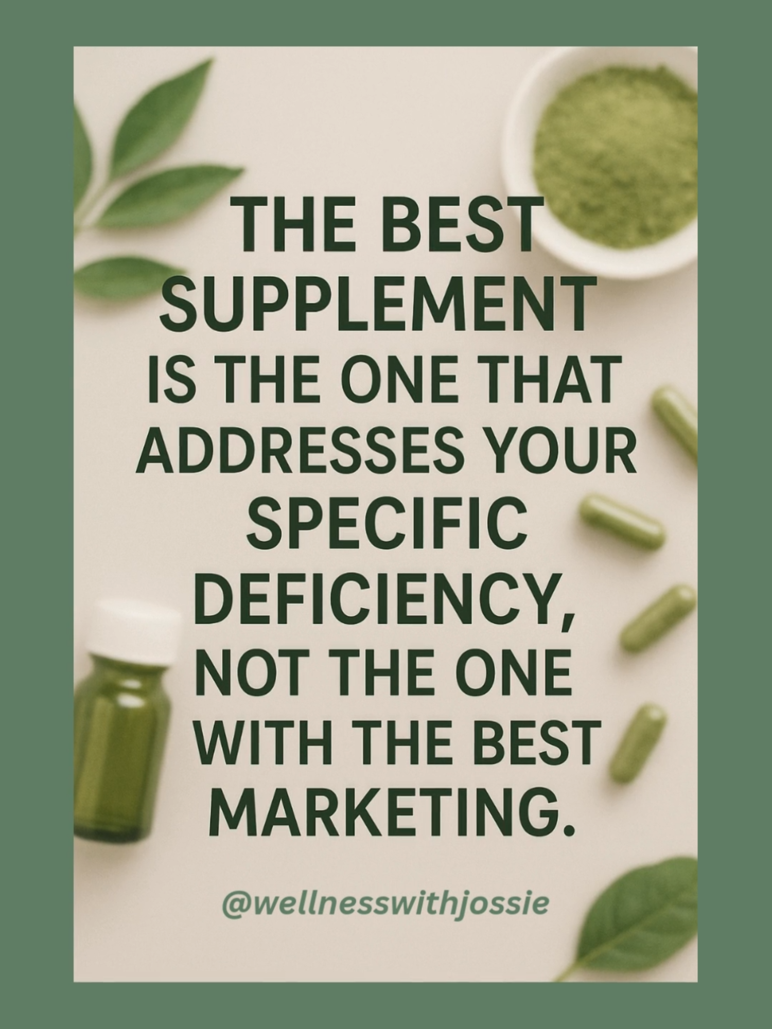 Title:  Stop Buying Into Hype 👀 Caption: 🎥 Text overlay: “The best supplement is the one that addresses your specific deficiency, not the one with the best marketing.” Voiceover/Caption: Truth bomb 💥 Don’t fall for flashy ads. Your health deserves supplements that actually work for YOU. 🌿 👉 Link in bio for the ones I trust daily:  [https://2170764.thegoodinside.com/] Hashtags: #WellnessTok #HealthTips #SupplementsThatWork #HolisticHealth #WellnessJourney #HealthyHabits #NaturalLiving #NutritionTok