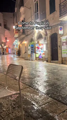 The weather is great, they said 🌧️🌧️ #puglia #southitaly #ostuni #raining #jet2 