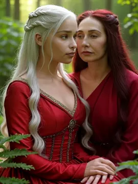 Daenerys Targaryen x Melisandre lesbian kissing 1 #AI #AIart #AIvideo #yuri #lesbian 