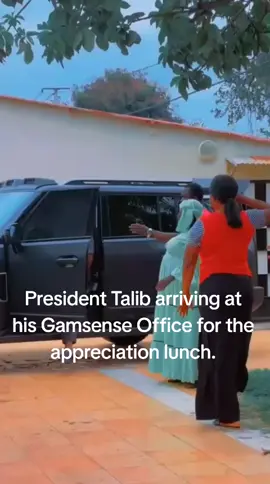 President Talib Ahmed Bensouda arriving at his Gamsense Office yesterday to host an appreciation lunch for the people who where there for him during his LGC appearance. 