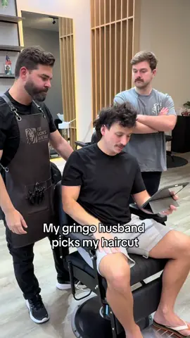 This time was Connor’s turn to pick my haircut and the Mullet shantay stayed 😂 They did an amazing job @The Lion’s Lounge Barbershop  What do you guys think? #fyp #couplegoals #gay #haircut #marriedlife 