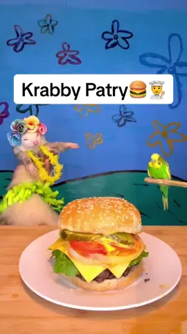 Krabby Patty 🍔👨‍🍳What should we cook next? #spongebob #burger #chef #fun #fyp 