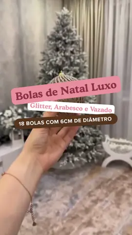 Bolas de Natal em Glitter, Arabesco Vazados e Estrela #achadinhos #achadosshopee #boladenatal #natalina #decoracao 