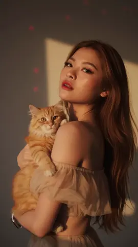 เอาลุคถ่ายกับแมวส้มมาฝาก🧡 #สร้างภาพai #แจกpromptฟรี #เม้นมา #gemini #ฟีดดดシ 