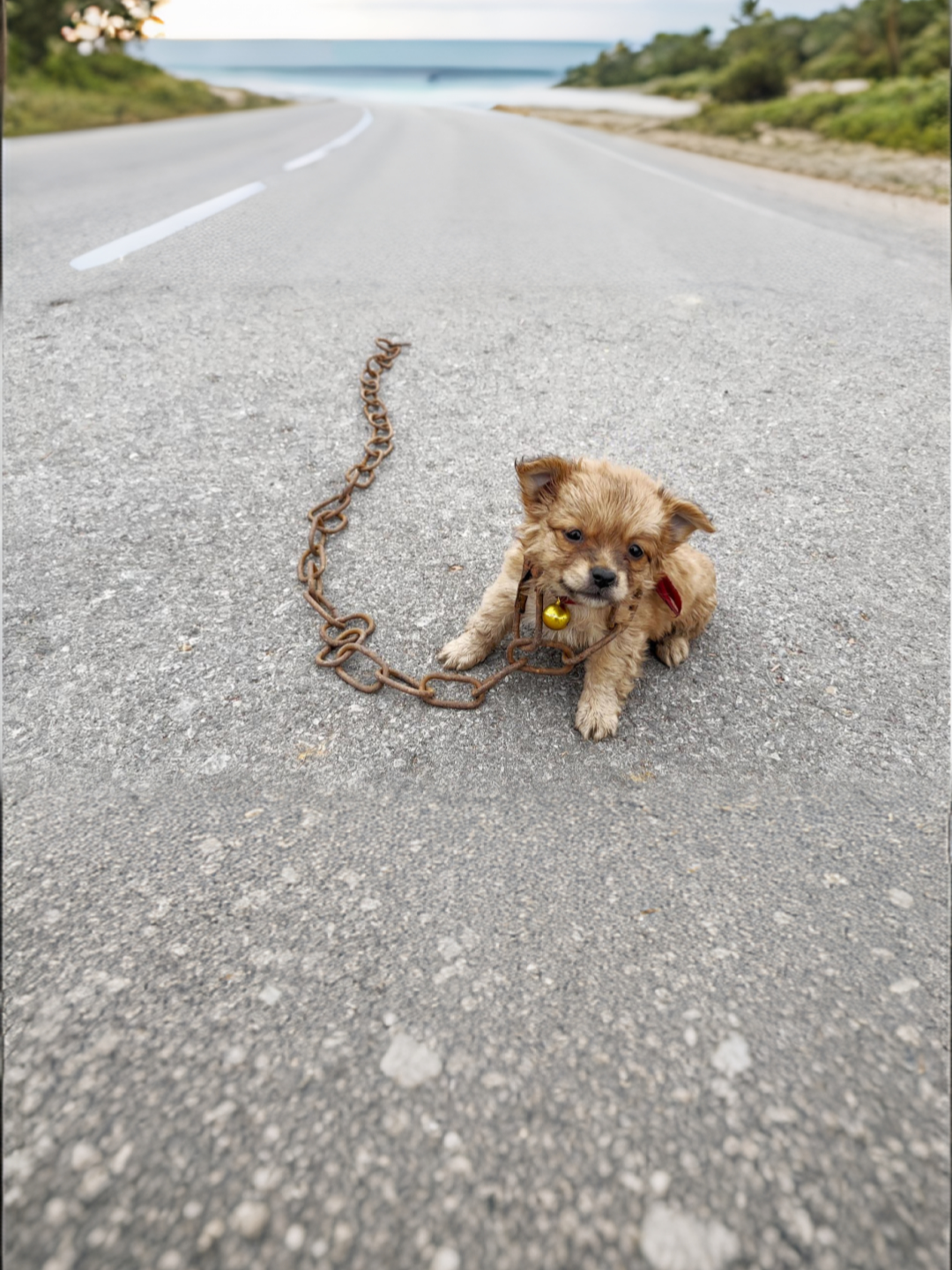 The poor dog was running on the street with a big chain wrapped around its body. I passed by and saw it and couldn't ignore it so I decided to adopt it. #rescue #animals #rescue_cow #fyp #animals #puppy