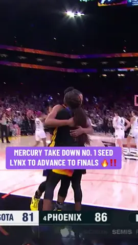 THE MERCURY ARE HEADED TO THEIR FIRST FINALS SINCE 2021 ☀️ They take down the Lynx 3-1, and will face either the Aces or Fever 👀 Minnesota played Game 4 without Napheesa Collier (ankle) and HC Cheryl Reeve (suspension). #WNBA #womensbasketball #phoenixmercury #minnesotalynx