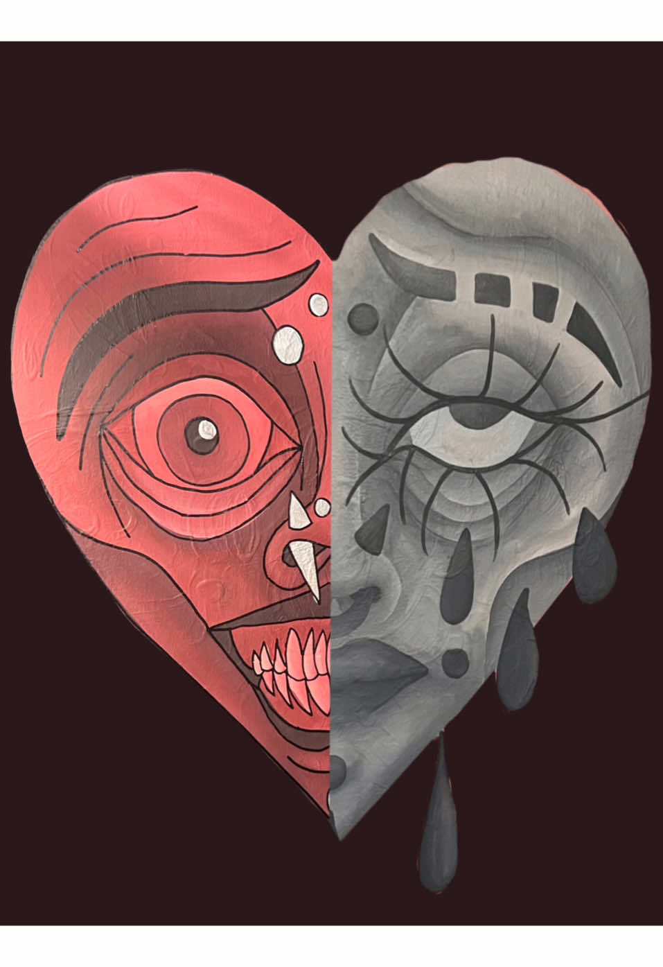 Trust The Processss, Do You Like The Red Or Grayscale Version More ?  #Fyp #sad #heart #weirdart #artistsoftiktok 