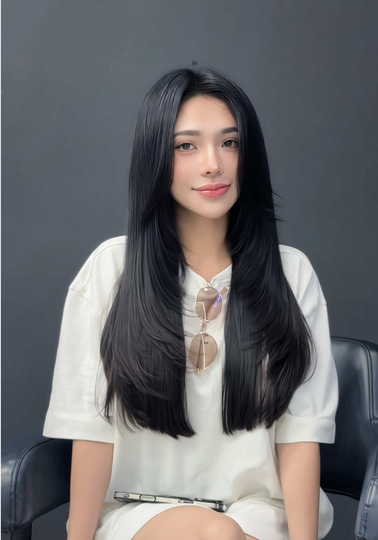 Layer ngang bầu - duỗi mịn tạo phồng tự nhiên #khôihair #duoiphongtunhien #layerngangbau #trendyhair2025