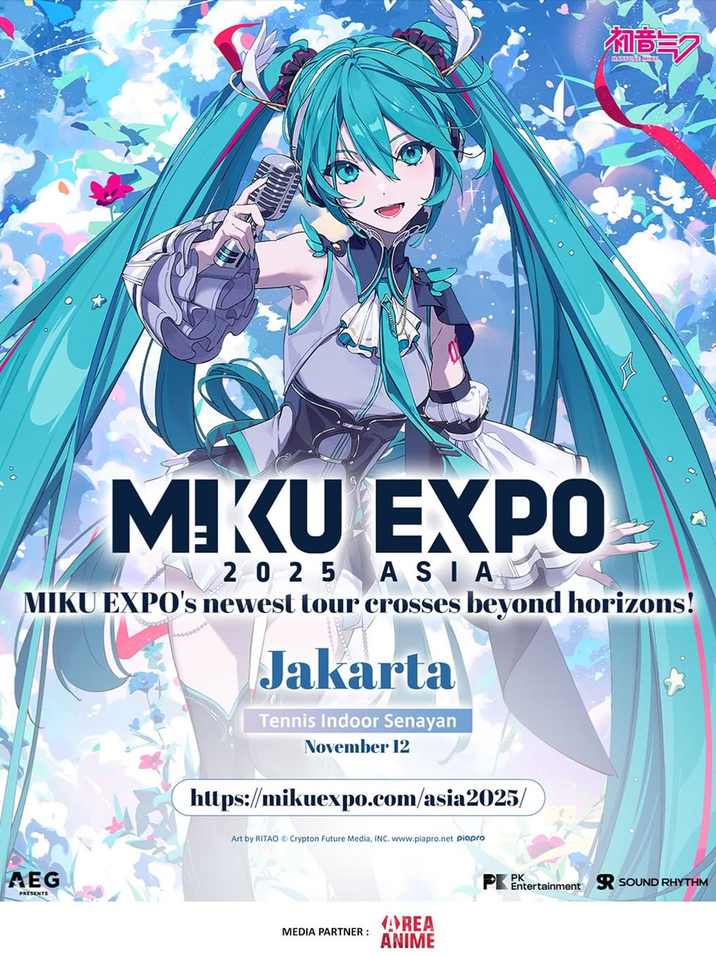 Sang legend telaah kembali 🫶 Global virtual singer cfm_miku_official returns to Jakarta with the spectacular MIKU EXPO 2025 ASIA! Renowned globally for her mesmerizing digital performances and innovative musical artistry, Hatsune Miku promises fans an unforgettable audiovisual spectacle LIVE at Jakarta! 17 Wednesday, 12 November 2025 Tennis Indoor Senayan, Jakarta Tickets available starting Tuesday, 22 July 2025 at 12PM (Jakarta Local Time) Get yours at mikuexpo.com/asia2025 Don't miss this immersive live show packed with fan-favorite hits, high-energy performances, breathtaking visual, and a next-level concert experience only Hatsune Miku can deliver! #hatsuenmiku #mikuexpo2025