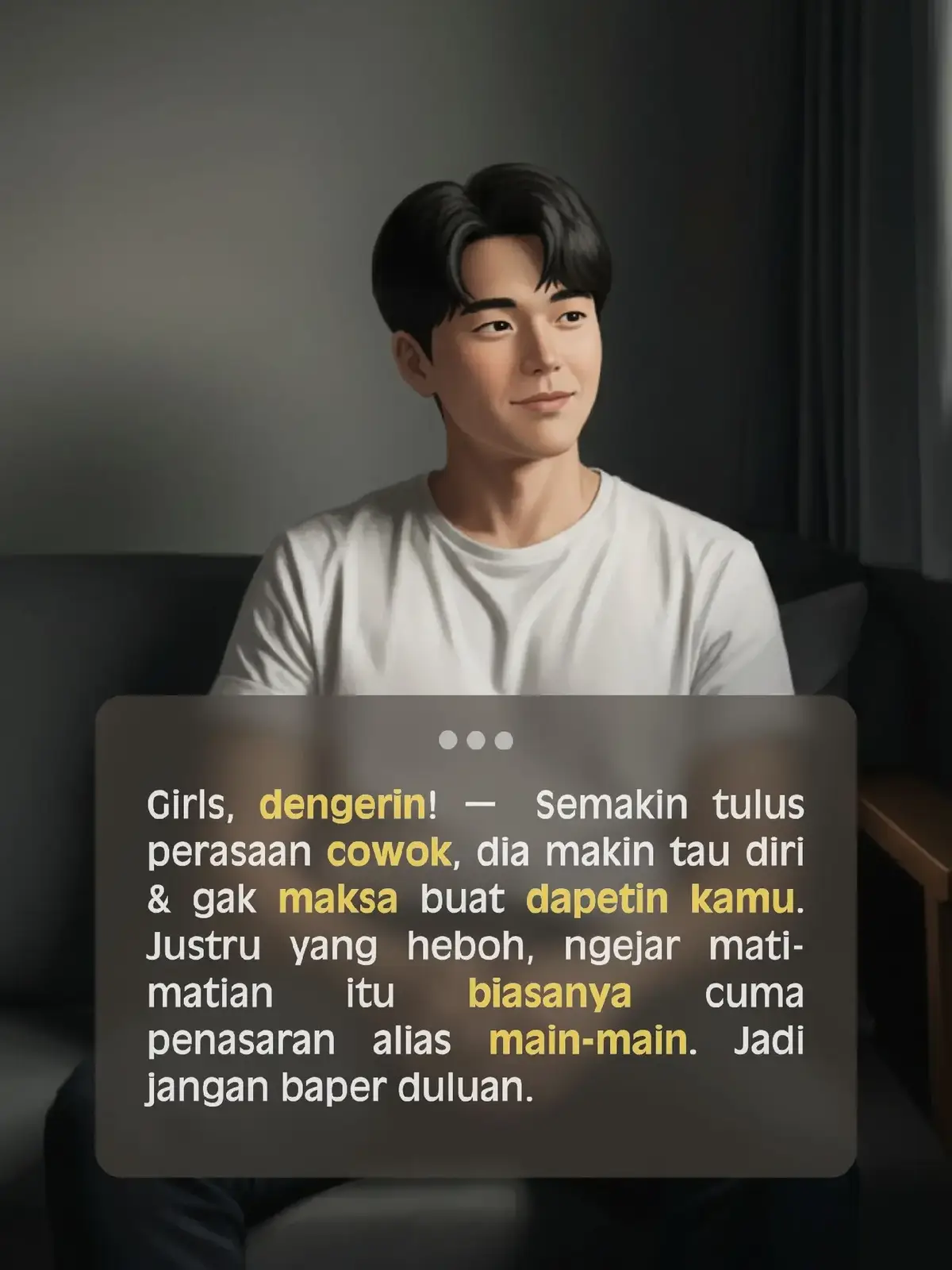 Perbedaan krusial antara cowok yang tulus mencintai dan cowok yang sekadar penasaran atau main-main.  (1) Cowok yang Tulus: 
