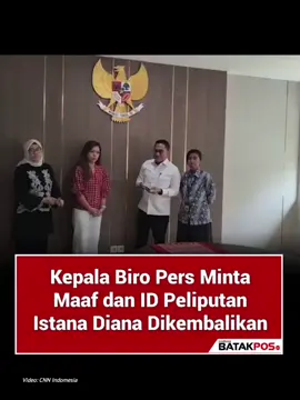 - Senin siang (29/9) kartu identitas jurnalis Istana atas nama jurnalis CNN Indonesia Diana Valencia dikembalikan oleh Biro Pers dan Media Istana setelah sempat dicabut di akhir pekan. Kepala BPMI bertindak atas nama inisiatif pribadi dan menyampaikan maaf.  Kartu identitas yang kemarin dicabut merupakan ID peliputan istana, bukan ID Jurnalis Diana. Dengan ini, Diana bisa kembali meliput di lingkungan Istana dan agenda kepresidenan. Kejadian pencabutan ID peliputan istana Diana yang terjadi akhir pekan lalu adalah peristiwa terakhir yang tidak boleh terulang lagi di masa mendatang. BPMI Sekretariat Presiden dalam kegiatan sehari-harinya akan selalu menjunjung tinggi asas kebebasan pers sebagaimana tertuang di UU no 40 tahun 1999.  BPMI Sekretariat Presiden selalu menghormati pers sebagai pilar keempat demokrasi dan mendukung kerja pers yang profesional, kritis, akuntabel. #biropers #mbg #prabowo #batakpos #peristiwaterkini 