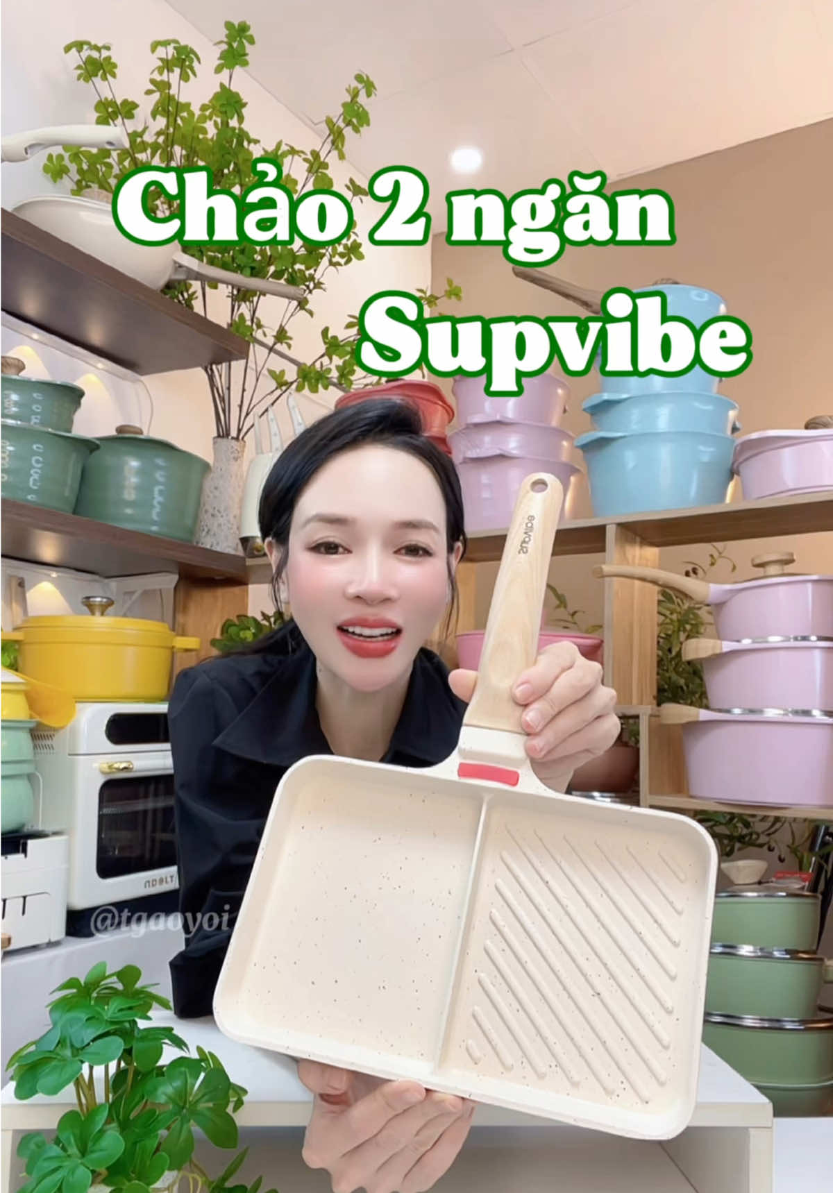 Chảo 2 ngăn mẫu mới. Dùng được bêos điện từ, bếp ga, bếp hồng ngoại. #supvibe #chao2ngan #chaochientrung4ngan #chaoansang #thaoyoi 