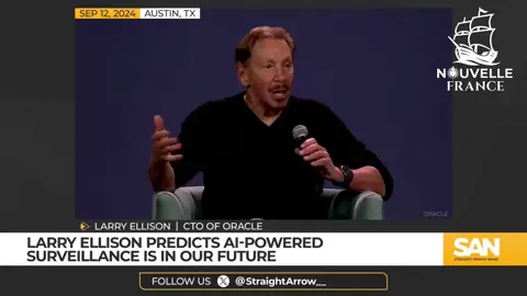🇮🇱🇺🇲 Le milliardaire juif Larry Ellison, propriétaire d'Oracle, CBS, CNN et, maintenant, TikTok, veut une centralisation des données et une surveillance totale : « Les citoyens se comporteront de manière optimale car nous surveillons et enregistrons en permanence tout ce qui se passe. » Il est l’homme derrière le mouvement d’identification numérique. @la_nouvelle_france