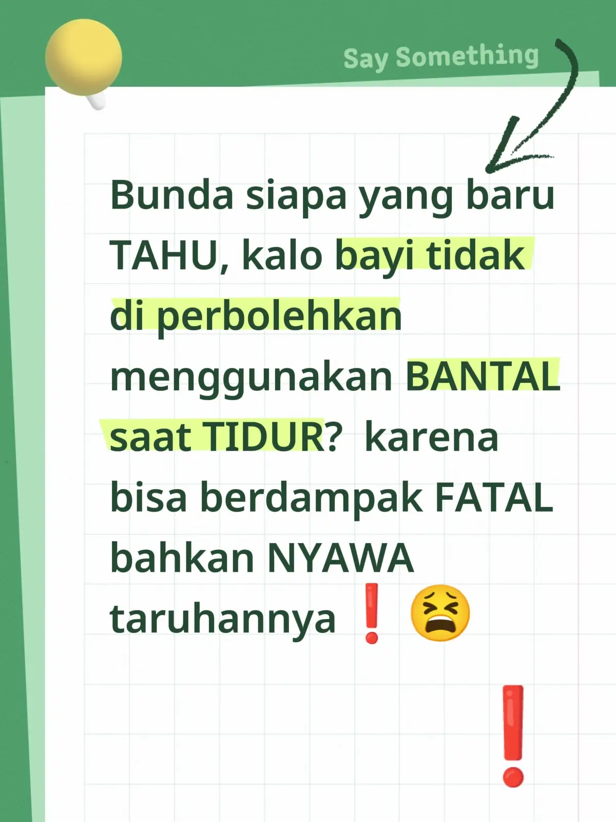 Pliss. ternyata aku baru tahu dan selama 2 bulan ini bayiku selalu memakai bantal pantas aja kalo mau bangun pasti dia kaya terengap engap sampe batuk gitu, aku kira itu efec flu nya. karena flunya ada setiap kali bayi tidur. kalo udah bangun flunya hilang. makanya aku pakein bantal terus eh malah jadi salah 😭 buat para bunda yg belum tahu info ini mudah2n  ini bisa membantu yaa 🙏#parenting #infotentangbayi #fyp #masukberanda #xybca 