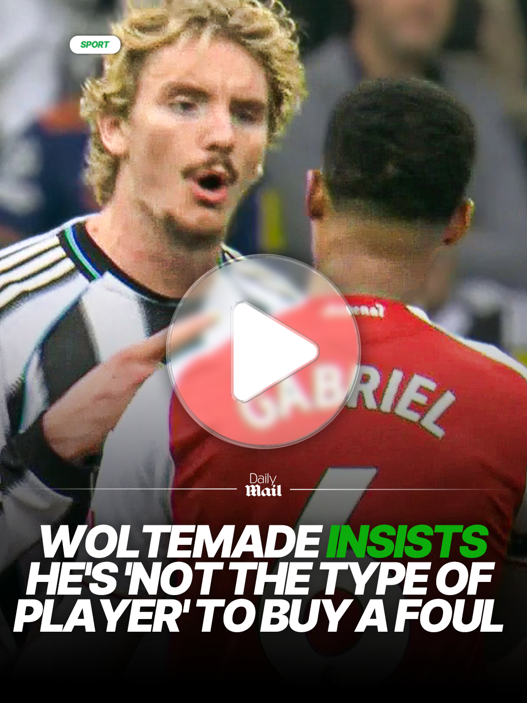 Nick Woltemade insists he's 'not the type of player' to buy a foul after his BRUTAL incident with Gabriel 😲 #woltemade #gabriel #arsenal #newcastle #news