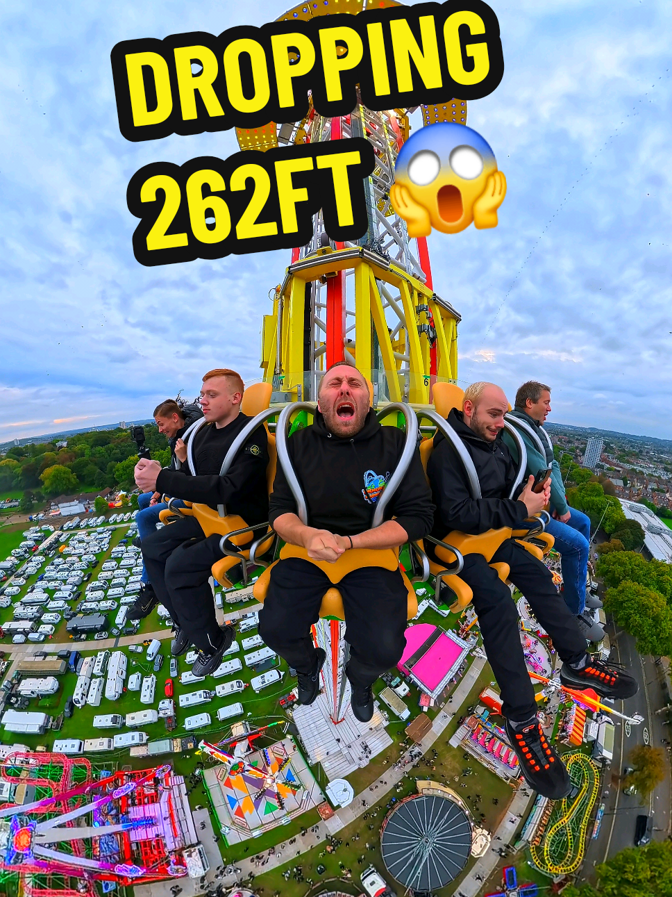 would you brave a ride on the UK'S  tallest funfair rise, Sky Fall?  standing 262ft above Nottingham Goose Fair 😅 #funfair #insta360 #carnival #droptower 